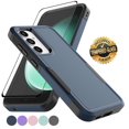 thumbnail image 1 of Samsung Galaxy S23 FE Case with Tempered Glass Screen Protector, Tekcoo Heavy Duty Rugged Shockproof Full Body Protective 2-IN-1 Phone Case Cover for Galaxy S23 FE, Dark Blue, 1 of 9