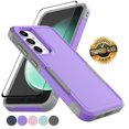 thumbnail image 1 of Samsung Galaxy S23 FE Case with Tempered Glass Screen Protector, Tekcoo Heavy Duty Rugged Shockproof Full Body Protective 2-IN-1 Phone Case Cover for Galaxy S23 FE, Purple, 1 of 9