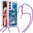 thumbnail image 1 of for Samsung Galaxy S23 FE Clear Case with Crossbody Lanyard, Glitter Sparkly Bling Quicksand with Detachable Adjustable Shoulder Neck Strap Cover Cases for Samsung S23 FE QKG Blue, 1 of 14