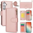 thumbnail image 1 of for Samsung Galaxy S23 FE Crossbody Case, RFID Blocking for Galaxy S23 FE Case Wallet with Card Holder, Fashion PU Leather Magnetic Flip Zipper Wrist Strap Lanyard Phone Case, Rosegold, 1 of 11