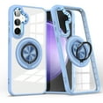 thumbnail image 1 of for Samsung Galaxy S23 FE Crystal Clear Case with MagSafe, Slim Protective Military Grade Shockproof Cover with Multi-function Rotation Ring Kickstand, Support Magnetic Car Mount Case, Blue, 1 of 7