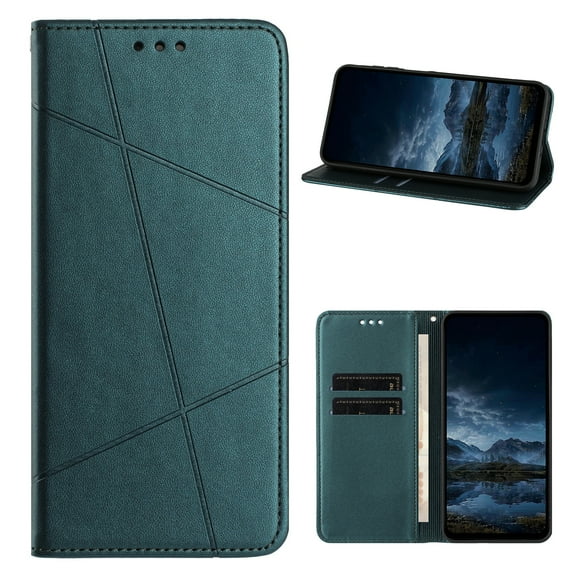 for Samsung Galaxy S23 FE Flip Case Cover, PU Leather+TPU, 2 Card Slots & 1 Cash Pocket, Classic Men Women Shock-Absorbent Drop Protective Kickstand Magnetic Clasp Wallet Case Cover, Green