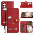 thumbnail image 1 of for Samsung Galaxy S23 FE Lovely Cartoon Pattern Wallet Flip PU Leather Case, with Wrist Strap / Credit Card Slots / Photo Slot / Cash Pocket Kickstand Cute Phone Cover for Galaxy S23 FE, Red, 1 of 8