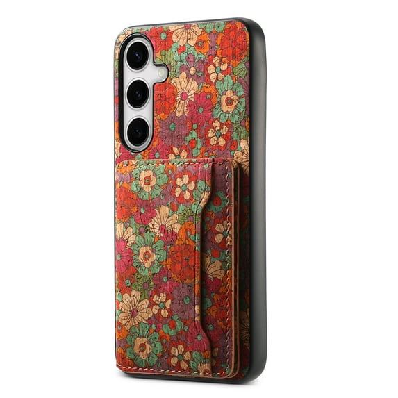 for Samsung Galaxy S23 FE Luxury Premium PU Leather + TPU Case with 3 Card Slots, Kickstand Back Case Floral Pattern Skin-Friendly Shock-resistance Cover for Samsung Galaxy S23 FE, Summer