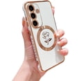 thumbnail image 1 of for Samsung Galaxy S23 FE Magnetic Phone Case Compatible with MagSafe Cute Rose Flower Case for Women Luxury Plating Camera Lens Cover Soft Silicone S23 FE Shockproof Case 6.4" (White), 1 of 9