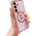 thumbnail image 1 of for Samsung Galaxy S23 FE Magnetic Phone Case Compatible with MagSafe Cute Rose Flower Case for Women Luxury Plating Camera Lens Cover Soft Silicone S23 FE Shockproof Case 6.4" (Purple), 1 of 10