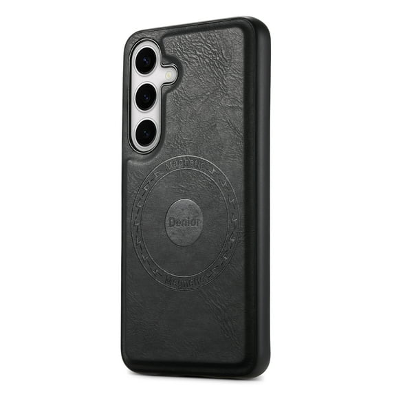 for Samsung Galaxy S23 FE Magnetic Phone Case, PU Leather Phone Case, Compatible with MagSafe,Non-Slip Enhanced Grip Anti-Fingerprint Shockproof Ultra Slim Rugged Phone Cover Case,Black