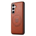 thumbnail image 1 of for Samsung Galaxy S23 FE Magnetic Phone Case, PU Leather Phone Case, Compatible with MagSafe,Non-Slip Enhanced Grip Anti-Fingerprint Shockproof Ultra Slim Rugged Phone Cover Case,Brown, 1 of 4