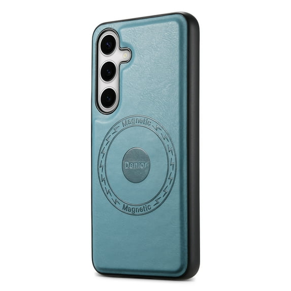 for Samsung Galaxy S23 FE Magnetic Phone Case, PU Leather Phone Case, Compatible with MagSafe,Non-Slip Enhanced Grip Anti-Fingerprint Shockproof Ultra Slim Rugged Phone Cover Case,Blue