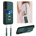 thumbnail image 1 of for Samsung Galaxy S23 FE PU Leather Phone Case Cover, Classic Shoulder Strap Card Slots Shockproof Protective Ring Bracket Anti-scratch Ultra Slim Back Case for Samsung Galaxy S23 FE - Green, 1 of 8