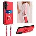thumbnail image 1 of for Samsung Galaxy S23 FE PU Leather Phone Case Cover, Classic Shoulder Strap Card Slots Shockproof Protective Ring Bracket Anti-scratch Ultra Slim Back Case for Samsung Galaxy S23 FE - Red, 1 of 8