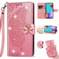 thumbnail image 1 of for Samsung Galaxy S23 FE Phone Case Wallet, Women Flip Folio Cover with Credit Card Holders Diamond Emboss Butterfly Flower PU Leather Purse Wrist Strap Kickstand Case for S23 FE, Pink, 1 of 9