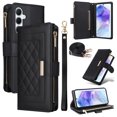 thumbnail image 1 of for Samsung Galaxy S23 FE Wallet Case with RFID Blocking Card Holder, Kickstand Feature PU Leather Case with Adjustable Crossbody & Short Lanyard Magnetic Clasp Zipper Pocket Flip Cover,Black, 1 of 9