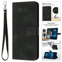 for Samsung Galaxy S23 FE Wallet Case with RFID Blocking Credit Card Holder, Magnetic Closure PU Leather Folio Flip Kickstand Shockproof Cover with Hand Strap Phone Case,Black