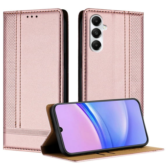 for Samsung Galaxy S23 FE Wallet Case with RFID Blocking Credit Card Slots, Luxury PU Leather Purse Cover with Flip Kickstand Shockproof Protective Phone Case for Galaxy S23 FE Case, Rosegold
