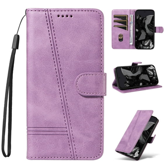 for Samsung Galaxy S23 FE Wallet Case, Vintage PU Leather Stand Credit Card Holders Slots Lanyard Flip Folio Cover Case Full Body Protection Compatible with Samsung Galaxy S23 FE, Purple