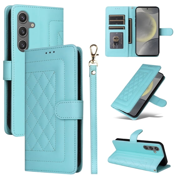 for Samsung Galaxy S23 FE Wallet Flip Case, Classic PU Leather Card Slots with Lanyard Magnetic Closure Kickstand Drop Protective Soft TPU Inner Case Cover for Samsung Galaxy S23 FE, Mint