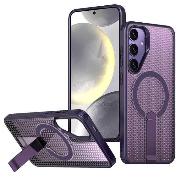 for Samsung Galaxy S23 Magnetic Case, Wireless Charging Support, with Stand, Mil-Grade Drop Protection, Adjustable Bracket for Samsung Galaxy S23 Case, Heat Dissipation Cover, Purple