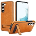 thumbnail image 1 of for Samsung Galaxy S23 PU Leather Back Case, Built-in Invisible Stand [Compatible with Magsafe] Protective Slim Kickstand Anti-fall Phone Cover Compatible with Samsung Galaxy S23, Khaki, 1 of 8