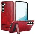 thumbnail image 1 of for Samsung Galaxy S23 PU Leather Back Case, Built-in Invisible Stand [Compatible with Magsafe] Protective Slim Kickstand Anti-fall Phone Cover Compatible with Samsung Galaxy S23, Winered, 1 of 8