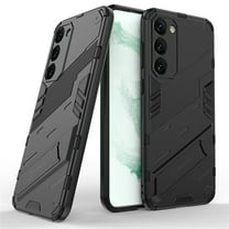 for Samsung Galaxy S23 Phone Case, Kickstand Rugged Shockproof TPU Matte Textured All-Inclusive Lens Protective Shell Hard PC Back Cover Sturdy Case for Samsung S23 5G Phone, Black