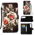 thumbnail image 1 of For Samsung Galaxy S23 Plus 5G Case, Mantto PU Leather Phone Case With Hand Rope Strap Cute Painted Flip Card Wallet Slots Kickstand Case For Samsung Galaxy S23 Plus 5G - Rose Flower, 1 of 8