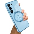 thumbnail image 1 of for Samsung Galaxy S23 Plus 5G Case [Support Magsafe] Love Heart Pattern Magnetic Plating Luxury Elegant Case Camera Protector Soft TPU Shockproof Corner Back Cover -Blue, 1 of 11
