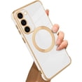 thumbnail image 1 of for Samsung Galaxy S23 Plus 5G Case [Support Magsafe] Magnetic Plating Luxury Elegant Case Camera Protector Soft Shockproof Protective Corner Back Case for Women -White, 1 of 6