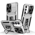 thumbnail image 1 of For Samsung Galaxy S23 Plus Armor Case Stand, [Built in Kickstand & Slide Camera Cover] Military Grade Drop Protection Shockproof Hard PC Heavy Duty Bumper Phone Case, Silver, 1 of 10