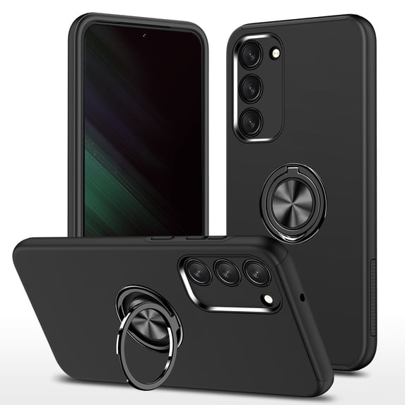 for Samsung Galaxy S23 Plus Case, 360° Rotatable Ring Holder Kickstand Dual Layer Military-Grade Drop Tested Protection Support Car Holder Mount Magnetic Absorbing Bumper Phone Case, Black