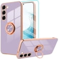 thumbnail image 1 of for Samsung Galaxy S23 Plus Case with 360° Rotation Magnetic Ring Kickstand Holder,Shiny Plating Gold Edge Soft Slim Shockproof +Screen Protector Protective Cover for Women Girls(Purple), 1 of 13