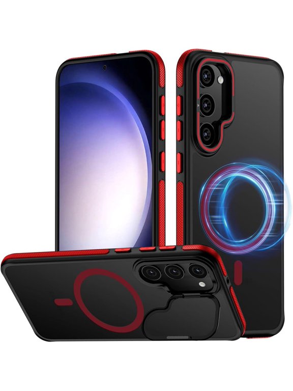 for Samsung Galaxy S23 Plus Case, Compatible with MagSafe, Anty-Slip Grip,Military-Grade Protective, Adjustable Kickstand Phone Case, Magnetic Case (Red)