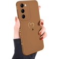 thumbnail image 1 of for Samsung Galaxy S23 Plus Case Girls Women, Cute Love Heart Pattern Phone Case Flexible Liquid Silicone Shockproof Protective Bumper Cover for Samsung Galaxy S23 Plus-Coffee, 1 of 14