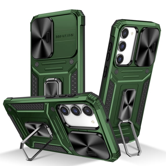 For Samsung Galaxy S23 Plus Case Heavy Duty with Camera Cover, Build in Kickstand & Magnetic Car, Military Grade Armor Protection Cover,Sturdy Rugged Shockproof Case, Darkgreen