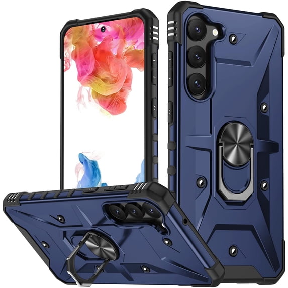 Samsung Galaxy S23 Plus Case Samsung S23 Plus Case with Kickstand and Car Magnetic Sheet,Double-Layer Combination Protection,Fall Proof Protective Case for Galaxy S23 Plus(WJ Blue)