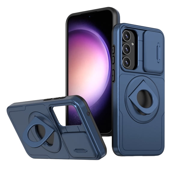 for Samsung Galaxy S23 Plus Case with Kickstand Sliding Camera Cover, Military Grade Shockproof Portective Compatible with MagSafe Wireless Charger Slim Case Cover for Samsung Galaxy S23 Plus, Blue