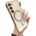 thumbnail image 1 of for Samsung Galaxy S23 Plus Case Magnetic Clear with Camera Lens Protector Full Protection MagSafe Electroplated Silicone Slim Fit Shockproof Protective Case Cover 6.6 Inch - Gold, 1 of 12