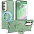thumbnail image 1 of for Samsung Galaxy S23 Plus Case with Magnetic Invisible Ring Stand, Compatible with Magsafe, Military Grade Drop Protection Translucent Matte Slim Phone Case for Women Men, Green, 1 of 7