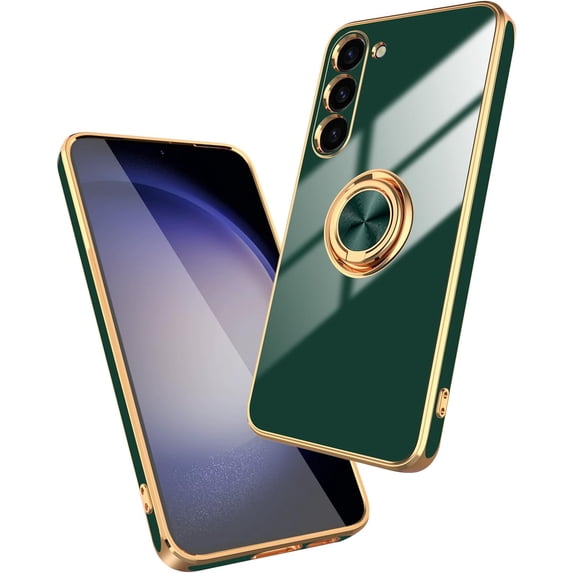 for Samsung Galaxy S23 Plus Case with Magnetic Ring Holder Soft TPU Electroplated Cover Shockproof Scratchproof Kickstand Slim Protective Phone Case for Galaxy S23+ Green