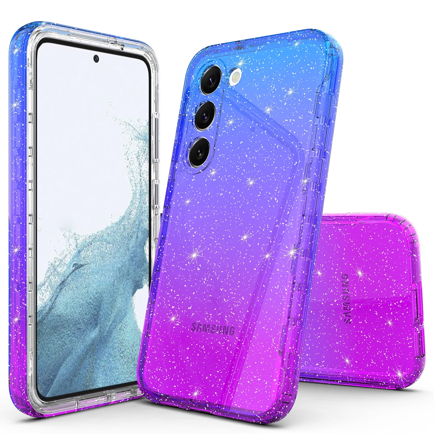 Samsung Galaxy S23 Plus Case, Rosebono Hybrid Glitter Sparkle Transparent  Colorful Gradient TPU Skin Cover Protection Case For Samsung Galaxy S23  Plus (Blue/Purple) 