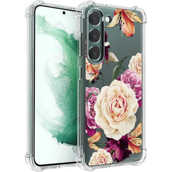 for Samsung Galaxy S23 Plus Case,Samsung S23 Plus Case Flower Floral for Girls Women Shock-Absorption Flexible TPU Rubber Phone Cover for Samsung Galaxy S23 Plus(Purple Flower)