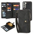 thumbnail image 1 of for Samsung Galaxy S23 Plus Case, Wallet Case for Women Men, Durable PU Leather Magnetic Flip Lanyard Strap Wristlet Zipper Card Holder Wallet Phone Cases for Samsung Galaxy S23 Plus, Black, 1 of 7