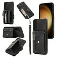 thumbnail image 1 of for Samsung Galaxy S23 Plus Case Wallet for Men Women, Removable Adjustable Shoulder Strap & Lanyard Flip PU Leather Slim Back Zipper Purse Magnetic Clasp Case with Card Slot Holder Stand - Black, 1 of 9