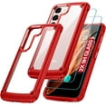 thumbnail image 1 of Samsung Galaxy S23 Plus Clear Case, 20X Anti-Yellowing, 2 Tempered Glass Screen Protectors, 4 Airbags, 10FT Dropproof - Red, 1 of 13