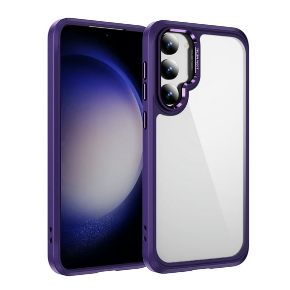 for Samsung Galaxy S23 Plus Clear Case, Non-Yellowing Shockproof Slim Phone Cover, Military-Grade Protection with Metal Lens Frame, Anti-Scratch Hard Case for Samsung Galaxy S23 Plus, Purple