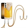 thumbnail image 1 of for Samsung Galaxy S23 Plus Crossbody Strap Phone Case, Anti-Fall Pattern Clear Design Transparent Soft & Flexible TPU Drop and Shockproof Protective Cover with Adjustable Nylon Neck Strap, Draft Beer, 1 of 7