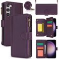 thumbnail image 1 of for Samsung Galaxy S23 Plus Crossbody Wallet Case, RFID Blocking Case Wallet with Card Slots, Fashion PU Leather Magnetic Clasp Zipper Wrist Strap Phone Cover for Samsung Galaxy S23 Plus, Purple, 1 of 11