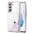 thumbnail image 1 of For Samsung Galaxy S23 Plus Marble Patterned Case with Card Holder, Back Folio Kickstand PU Leather + Soft Crystal Bumper Edge, Magnetic Clasp Back Cover For Samsung Galaxy S23 Plus,Lightpurple, 1 of 5