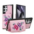 thumbnail image 1 of for Samsung Galaxy S23 Plus Mirror Wallet Case with Card Holder, Floral Flower Print Back Flip Folio PU Leather Kickstand Shoulder Strap / Wristlet Magnetic Clasp Cover for S23 Plus, Pink, 1 of 11