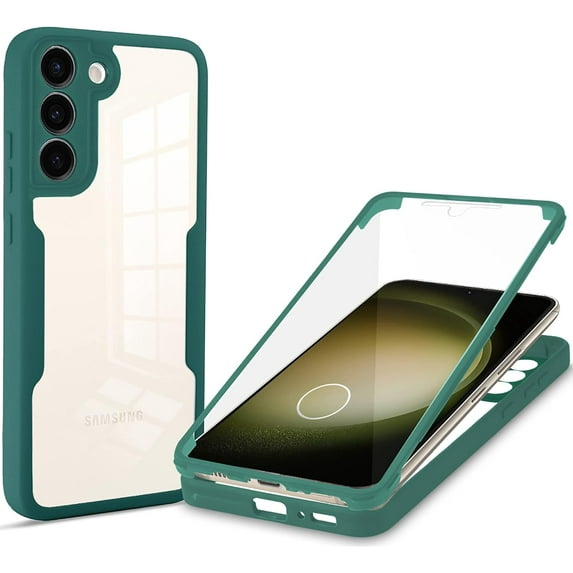 for Samsung Galaxy S23+ Plus (Not S23) Clear Case with Screen Protector, Slim Shockproof Soft TPU Bumper Full Body Protection Phone Cover Case for Samsung Galaxy S23 Plus QC Green